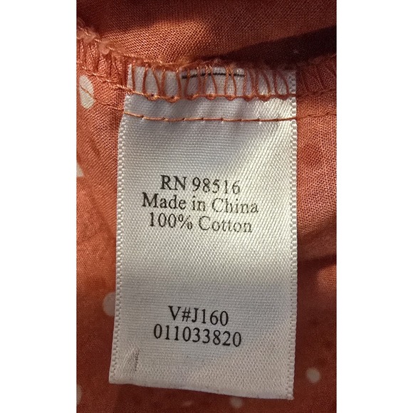 Coldwater Creek Womens PXL (18) Polka Dot Button Down Top Blouse Coral White - Picture 7 of 9